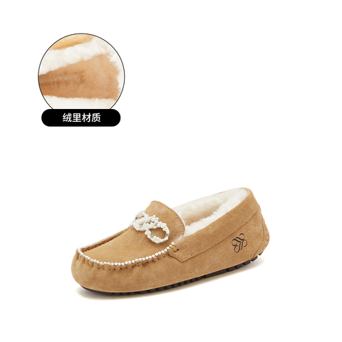 JoyPeace/真美诗2022冬季新款商场同款珠串豆豆鞋56121CA2