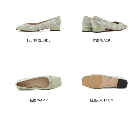 JoyPeace/真美诗2023春季新款方头拼接粗跟浅口单鞋91W03AQ3