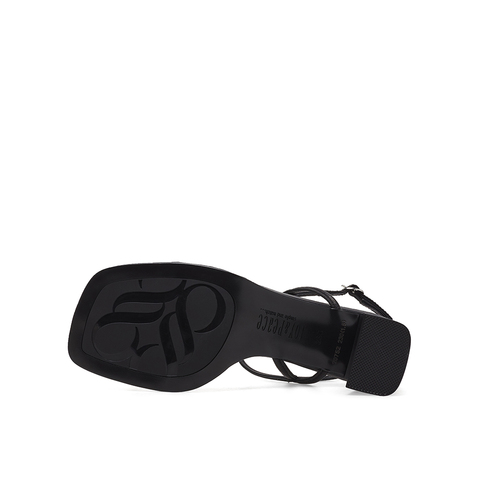 真美诗2023夏季新款商场同款方头粗跟条带罗马凉鞋20752BL3