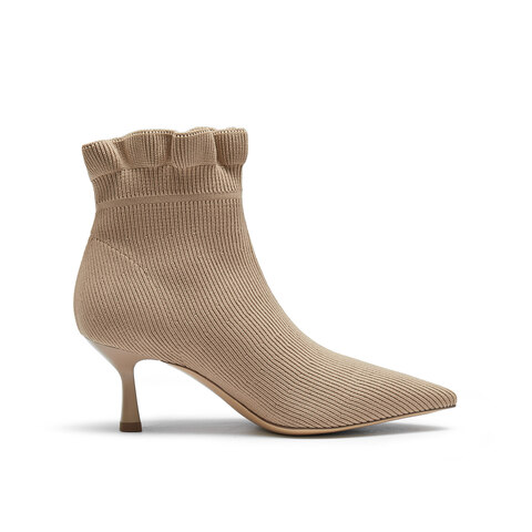 真美诗2024冬季新款优雅尖头高跟袜靴时装靴YWM46DD4