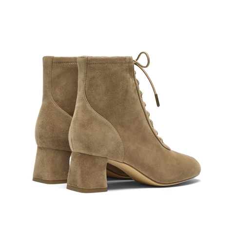 真美诗2024冬季新款细腻羊绒绑带粗跟软糯小鹿靴女YZU04DD4