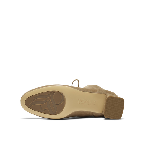 真美诗2024冬季新款细腻羊绒绑带粗跟软糯小鹿靴女YZU04DD4