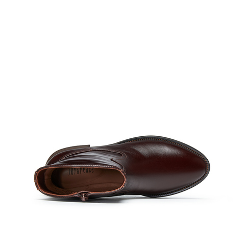 真美诗2024冬季新款光泽牛皮舒适粗跟帅气西部靴女91910DZ4