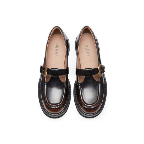 真美诗2024年秋季新款复古牛皮爱心扣玛丽珍女鞋YQB87CA4