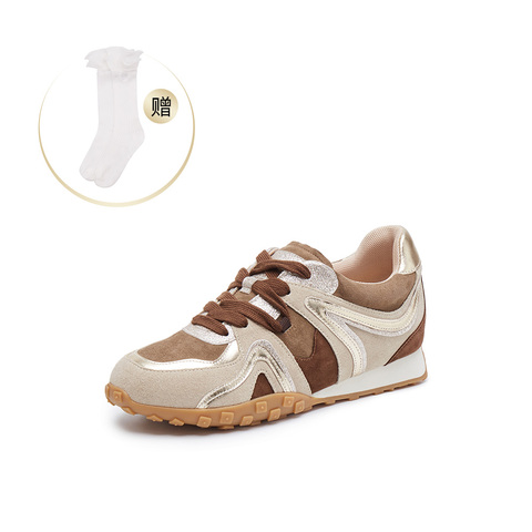 真美诗2025春季新款休闲时尚拼接舒适经典德训鞋女YVN27AM5
