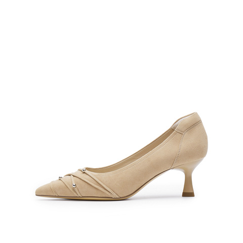 真美诗2025春季新款舒适羊绒优雅气质高跟鞋女YUW44AQ5