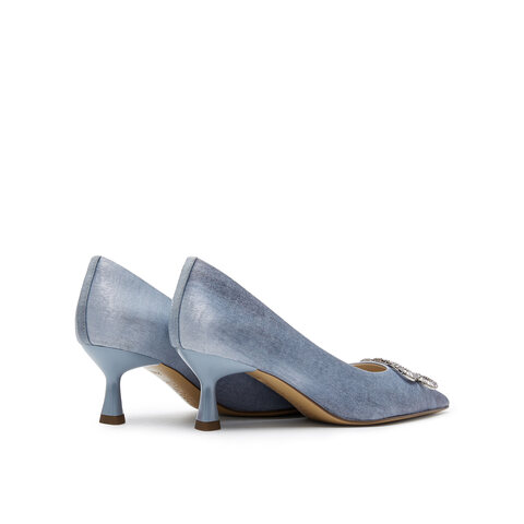 真美诗2025春季新款品牌LOGO钻扣高跟单鞋女YUW40AQ5