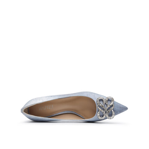 真美诗2025春季新款品牌LOGO钻扣高跟单鞋女YUW40AQ5