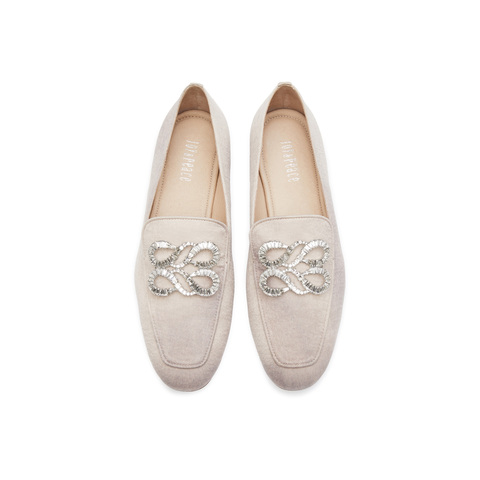 真美诗2025春季新款原创钻扣舒适矮跟乐福鞋女YOK76AA5