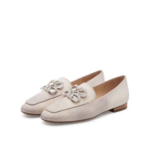 真美诗2025春季新款原创钻扣舒适矮跟乐福鞋女YOK76AA5