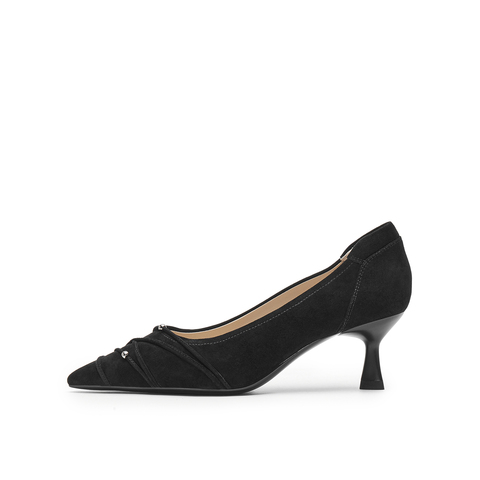 真美诗2025春季新款舒适羊绒优雅气质高跟鞋女YUW44AQ5