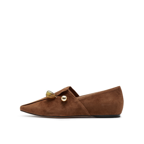 真美诗2025春季新款气质复古饰扣老钱风乐福鞋女38162AA5