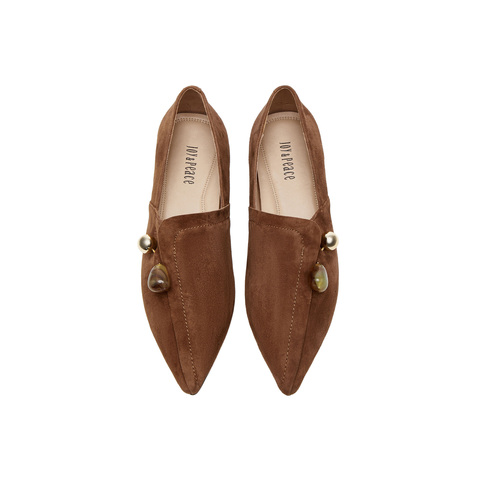 真美诗2025春季新款气质复古饰扣老钱风乐福鞋女38162AA5