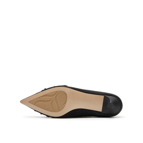 真美诗2025春季新款丝绸牛皮蛇形钻扣尖头高跟鞋女35016AQ5