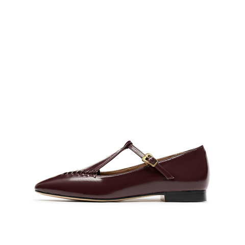 真美诗2025年春季新款编织镂空牛皮玛丽珍鞋女10806AA5