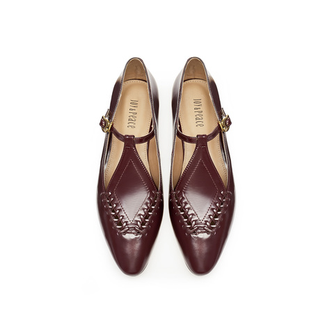 真美诗2025年春季新款编织镂空牛皮玛丽珍鞋女10806AA5