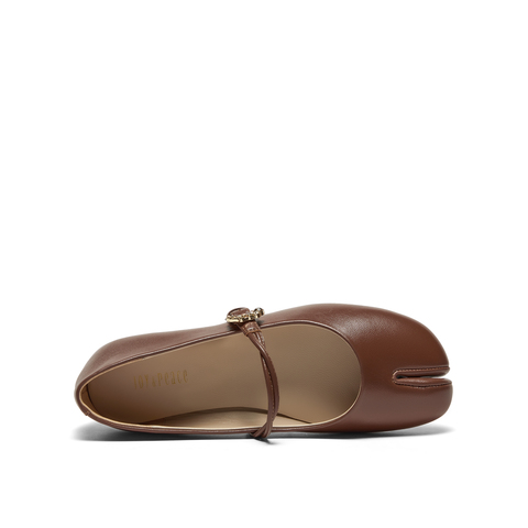 真美诗2025春季新款复古羊皮革钻扣分趾玛丽珍鞋女12130AQ5