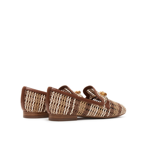 真美诗2025春季新款圆头麻绳编织竹节链饰单鞋女YOK73AA5