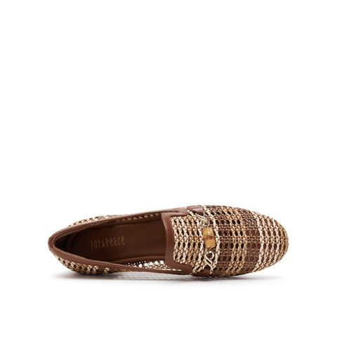 真美诗2025春季新款圆头麻绳编织竹节链饰单鞋女YOK73AA5