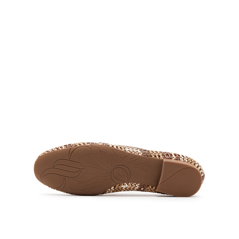 真美诗2025春季新款圆头麻绳编织竹节链饰单鞋女YOK73AA5