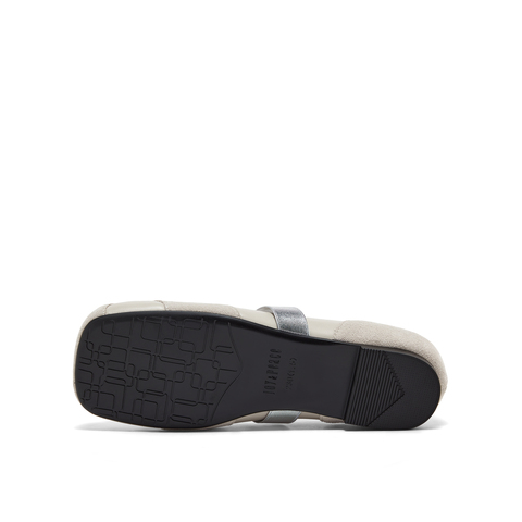 真美诗2025春季新款蝴蝶结弹力一字带低跟芭蕾舞鞋女95221AQ5