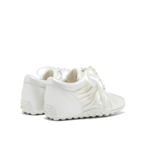 真美诗2025春季新款织带蝴蝶结圆珠饰链运动芭蕾舞鞋女F5100AM5