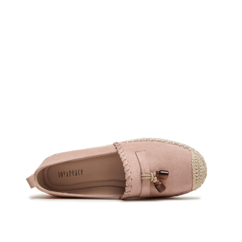 真美诗2025春季新款软糯羊绒草编围底树脂饰扣渔夫鞋女96838AA5