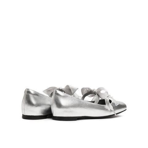 真美诗2025年春季新款甜美串珠蝴蝶结羊皮革芭蕾舞鞋女86668AQ5