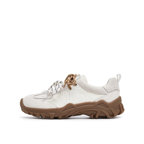 真美诗2025春季新款细腻牛绒撞色双鞋带运动休闲鞋女24127AM5