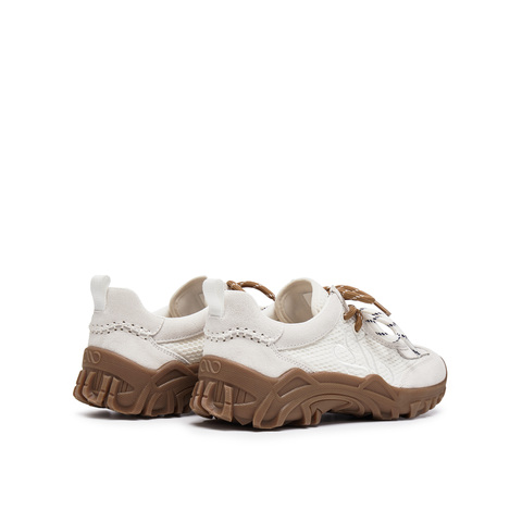 真美诗2025春季新款细腻牛绒撞色双鞋带运动休闲鞋女24127AM5