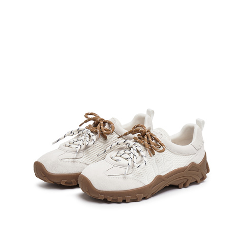 真美诗2025春季新款细腻牛绒撞色双鞋带运动休闲鞋女24127AM5