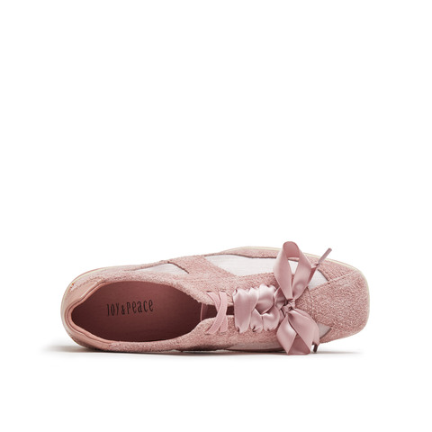 真美诗2025年秋季新款软糯芭蕾风网纱牛剖层革休闲鞋女96881CM5