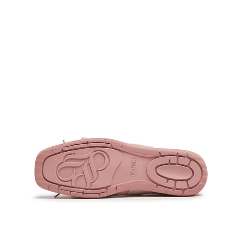 真美诗2025年秋季新款软糯芭蕾风网纱牛剖层革休闲鞋女96881CM5