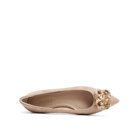 真美诗2025年秋季新款经典费尔岛毛线饰扣软糯羊绒皮单鞋YVV53CQ5