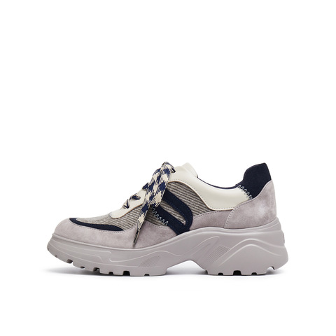 真美诗2025年秋季新款舒适时髦拼接厚底运动休闲鞋YYM27CM5