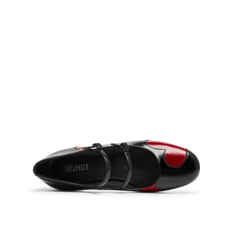 真美诗2025年秋季新款爱心撞色双细带羊皮玛丽珍女鞋YZJ06CQ5