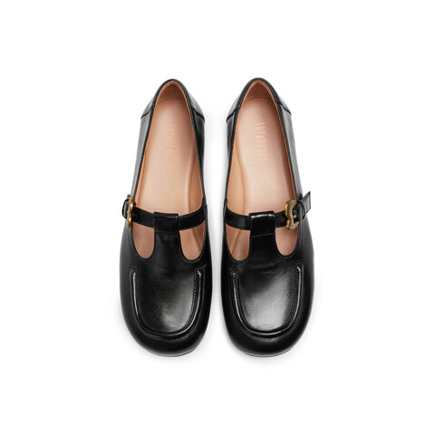 真美诗2025年秋季新款法式桃心饰扣T字带牛皮革玛丽珍女6TZ31CA5