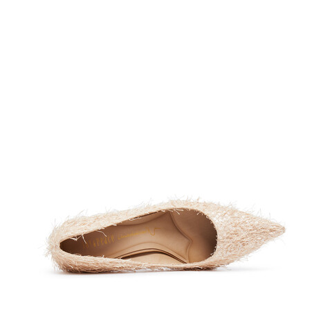 真美诗2025年秋季新款优雅流动羽毛尖头细高跟婚鞋38013CQ5