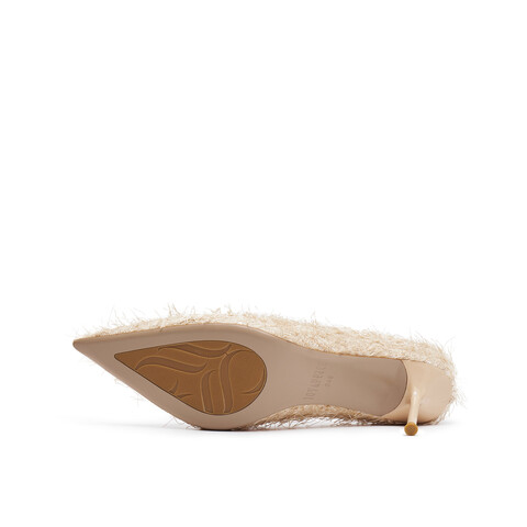 真美诗2025年秋季新款优雅流动羽毛尖头细高跟婚鞋38013CQ5