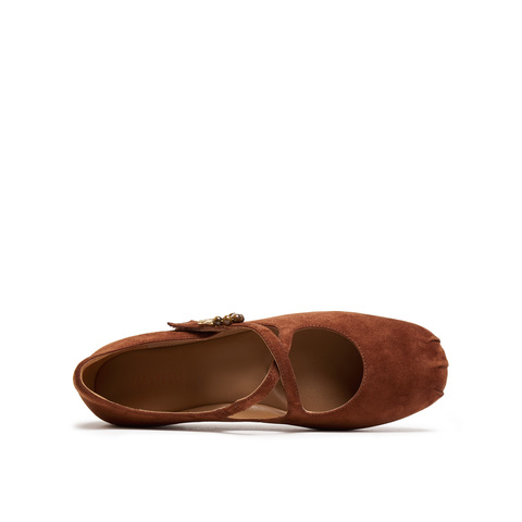 真美诗2025年秋季新款复古法式交叉细带羊皮革玛丽珍女鞋8TZ33CQ5