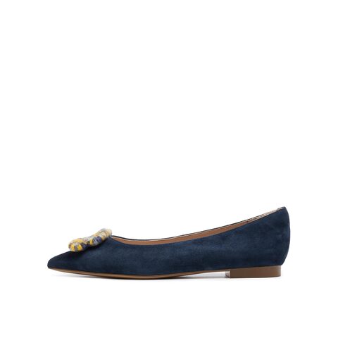 真美诗2025年秋季新款经典费尔岛毛线饰扣软糯羊绒皮单鞋YVV53CQ5