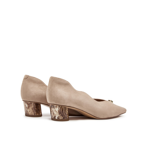 真美诗2025年秋季新款复古通勤气质波浪走线羊绒皮女鞋Y1P09CQ5