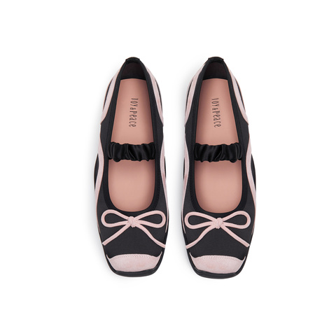 真美诗2025年秋季新款甜美俏皮蝴蝶结羊皮革玛丽珍女鞋15611CQ5