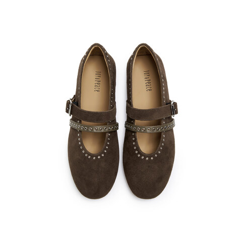 真美诗2025年秋季新款软糯朋克风平底牛皮玛丽珍女鞋80606CQ5