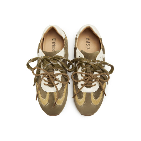 真美诗2025秋季新款复古牛绒撞色双鞋带明线薄底德训鞋YEC14CM5女