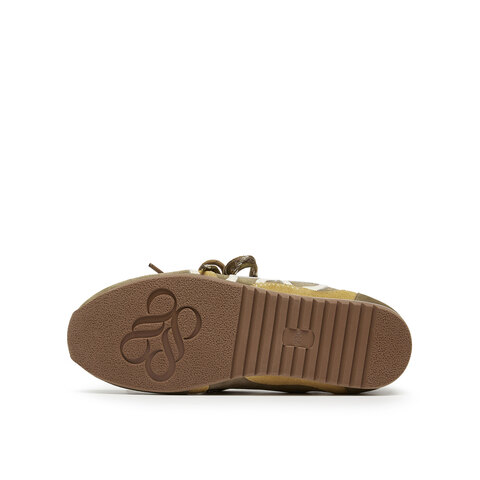 真美诗2025秋季新款复古牛绒撞色双鞋带明线薄底德训鞋YEC14CM5女