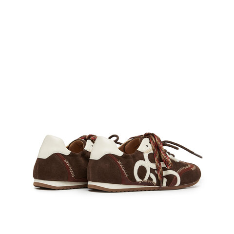 真美诗2025秋季新款复古牛绒撞色双鞋带明线薄底德训鞋YEC14CM5女