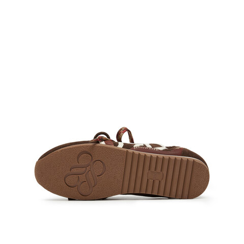 真美诗2025秋季新款复古牛绒撞色双鞋带明线薄底德训鞋YEC14CM5女