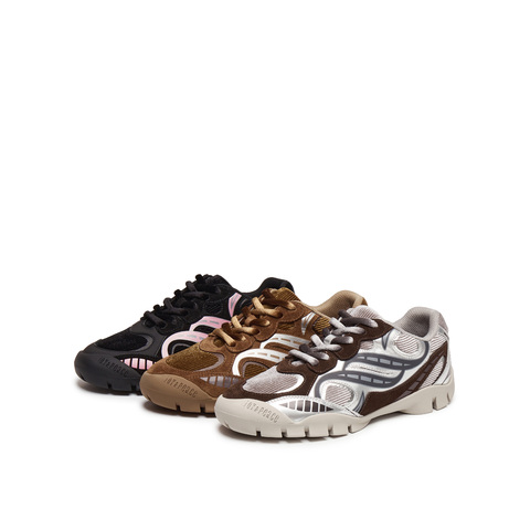 真美诗2025年秋季新款美式复古撞色拼接牛绒皮运动休闲鞋06701CM5