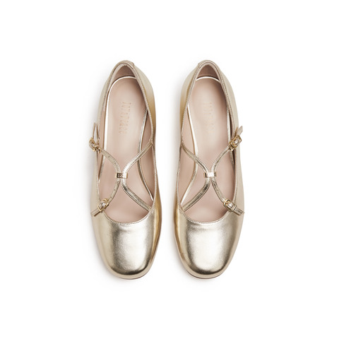 真美诗2025年秋季新款法式双细带漆皮羊皮革玛丽珍女鞋Y1T01CQ5